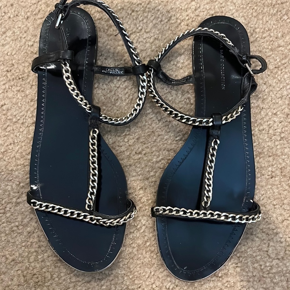 Zara black sandal silver chain size 41